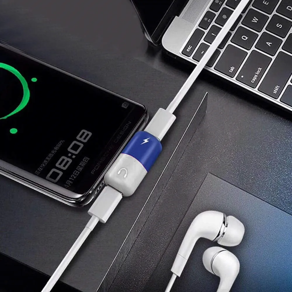 2 в 1 двойной usb зарядка аудио адаптер для iPhone X 7 8 Plus тип-c телефон музыкальный конвертер для IOS Android аудио зарядное устройство разветвитель