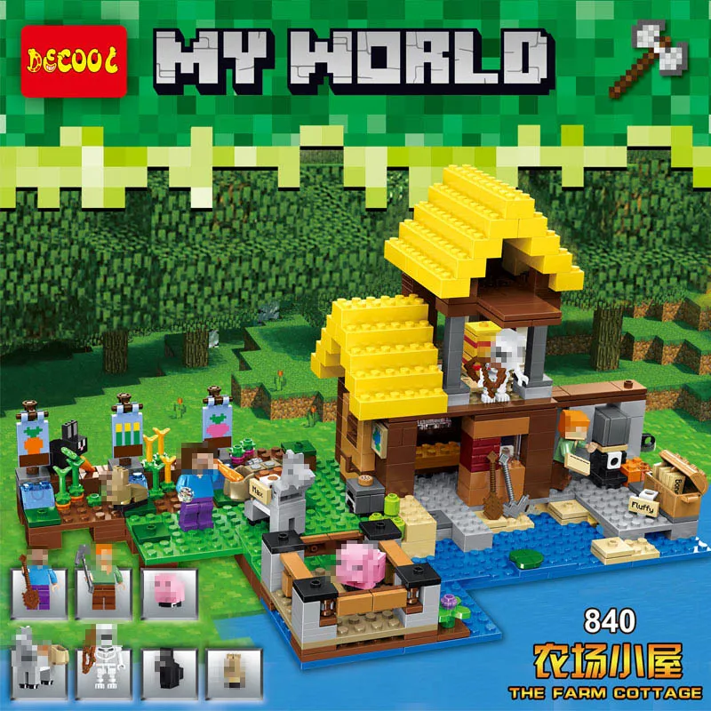 

Compatible with Legoingly 21144 my world Steve Minecraft The Farm cottage building kits blocks bricks Toys For Children 18039