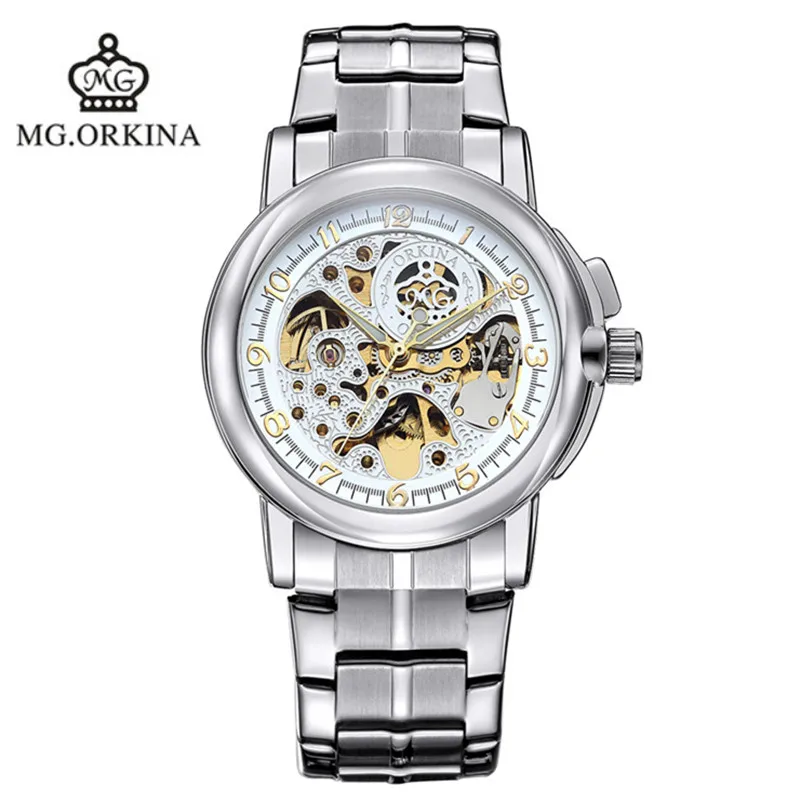 2016 new original ORKINA hollow keel stainless steel automatic mechanical watches fashion man brand luxury business