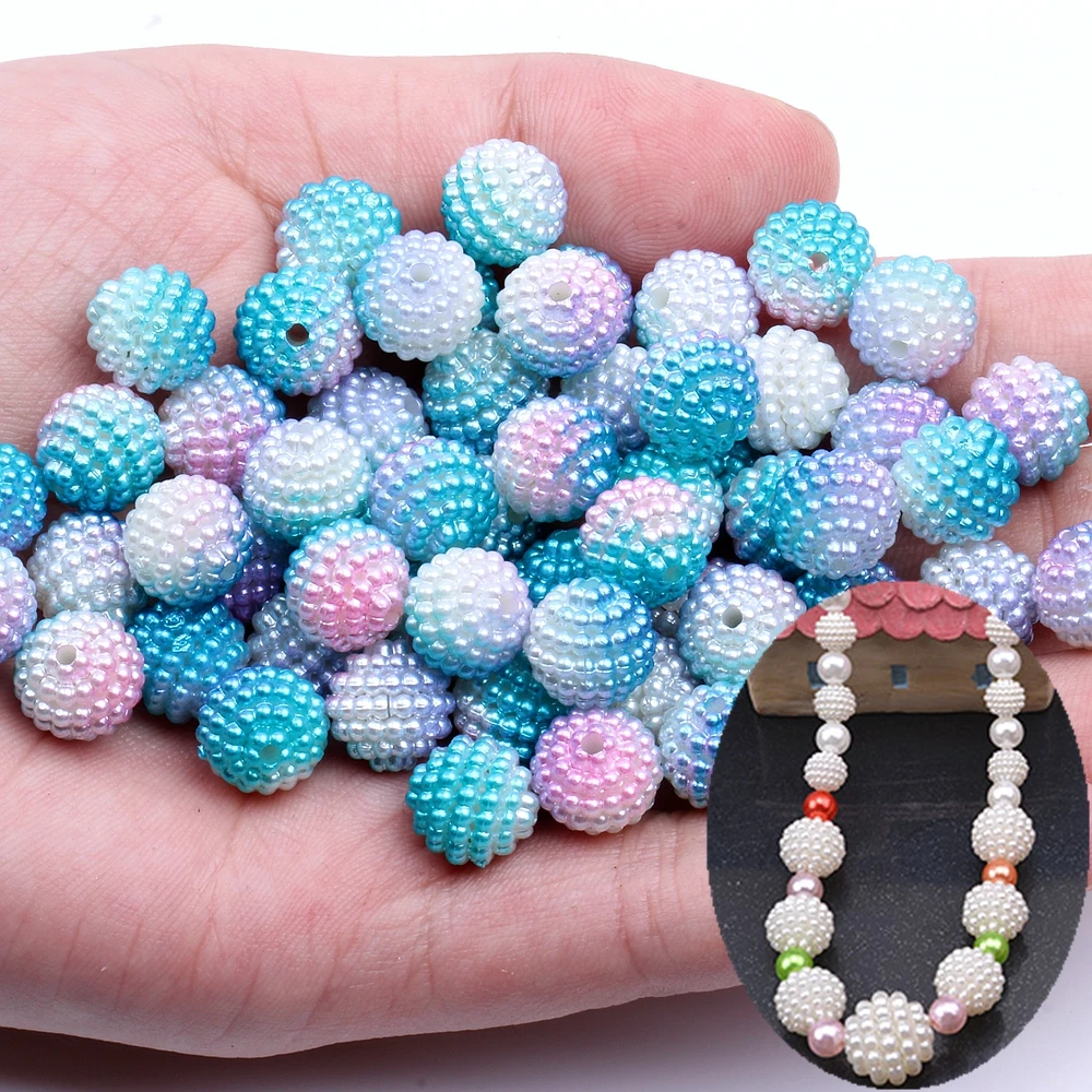 

20pcs 10mm Multicolor Bayberry Perforation Pearl Beads Hole Round Acrylic Imitation Pearl Beads Dress Making Jewelry Decorations
