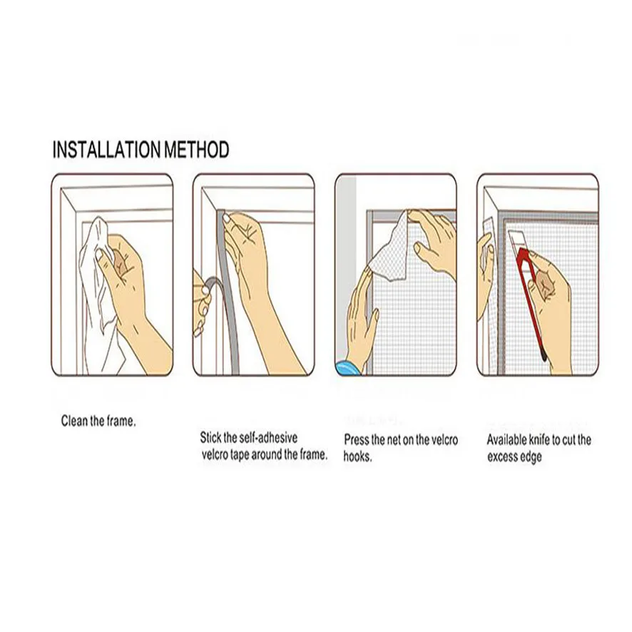 

Zero 2017 DIY Adhesive Anti-Mosquito Bug Insect Curtain Mesh Window Screen Home Supplies Self-adhesive type Hot Purchasing B7713