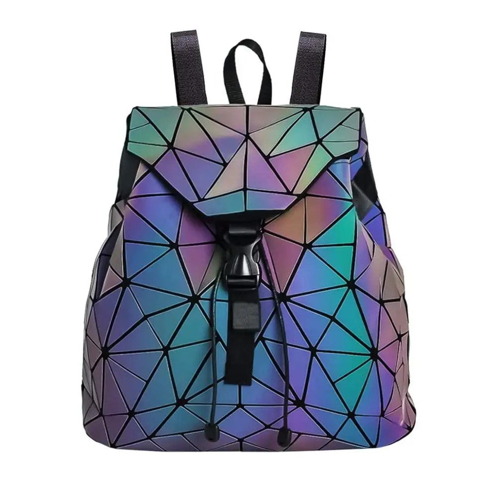 

Geometric Fashion Women Backpack Luminous Ladies Rucksack Shoulder Bag Purse Lingge Fashion School Backpack Casual Daypacks Holo