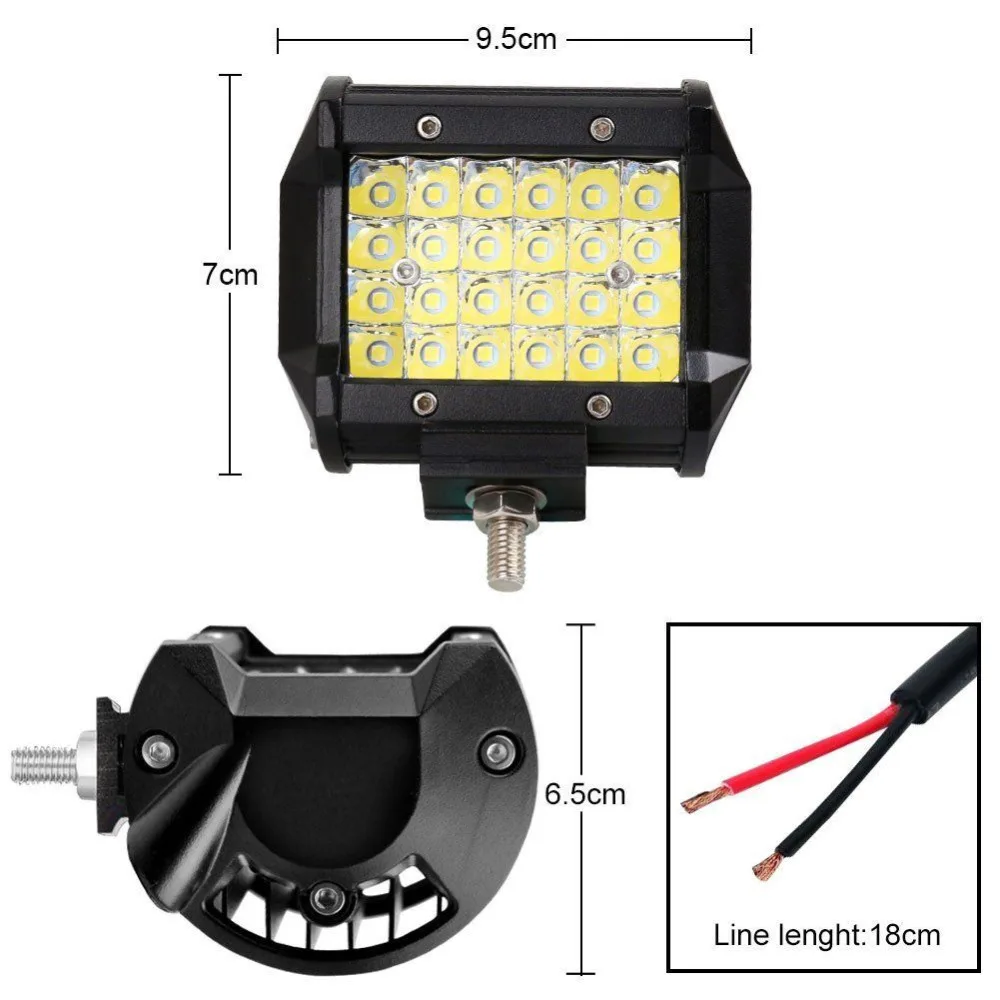 Высокомощное водонепроницаемое quad строк 6500 K 2 шт. 4 дюйма 72 W фары для IP67