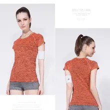 Новая спортивная футболка компрессионные колготки женские спортивные футболки Сухой Быстрый бег с коротким рукавом Фитнес Женская одежда футболки и топы