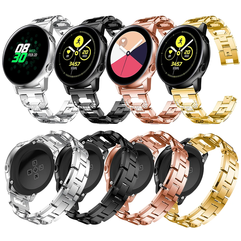 

Elegant Stainless Steel Metal for Samsung Galaxy Watch Active Band Rhinestone Diamond Replacement Bracelet Wristband Watch Strap