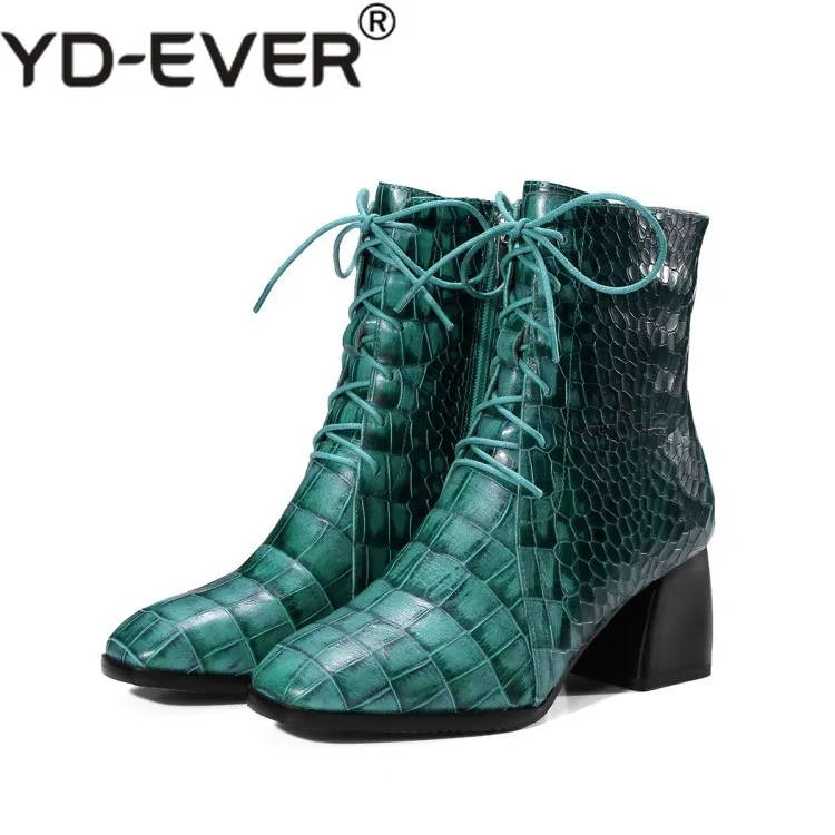 

2019 women boots cow leather square toe blue color short plush high heels warm winter boots female motorcycle boots