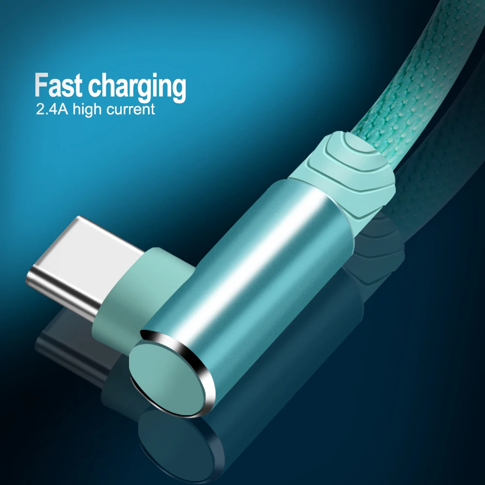 La OLAF de 90 grados USB tipo C Cable para Samsung S9 S8 más 2.4A rápido de sincronización de datos de carga USB tipo C -c Cable para Huawei P20 Lite Pro