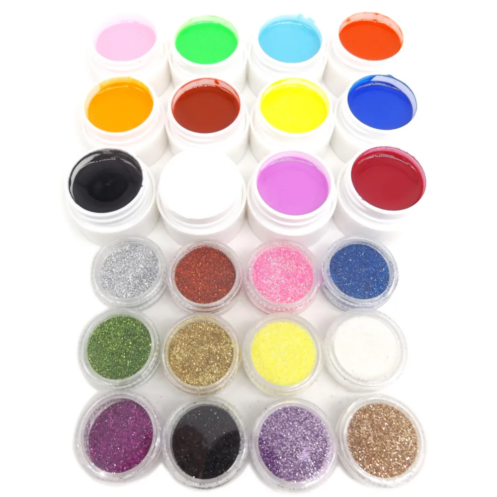 12 Color UV Gel Builder 12 color Acrylic Glitter Powder Nail Art Set