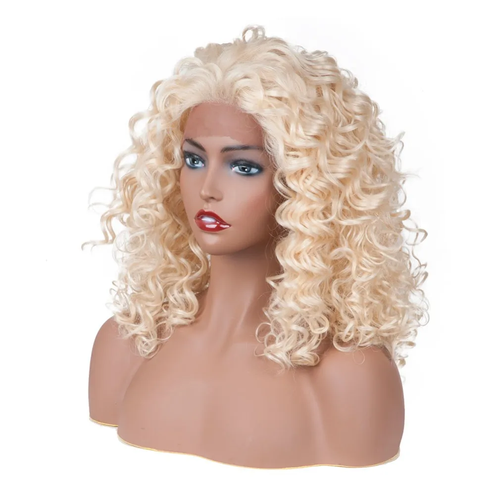 Горячая JINGFA синтетический кудрявый парик блонд цвет кудрявый кружевной передний женский парик