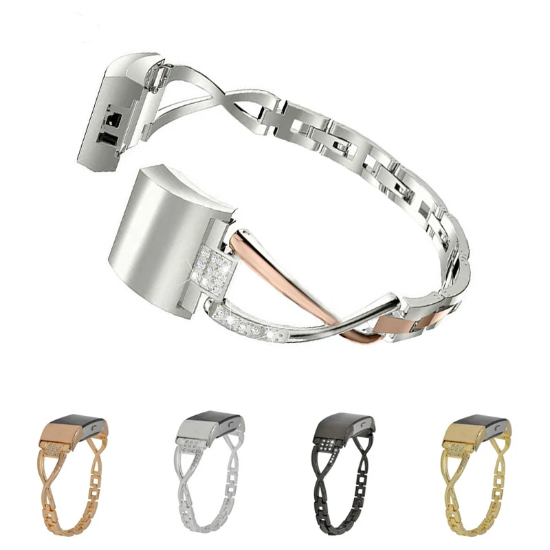 

Duszake Metal Strap For Fitbit Charge 2 Band Smart Wristband Replacement Slingshot Buckle Metal Belt For Fitbit Charge 2 Women