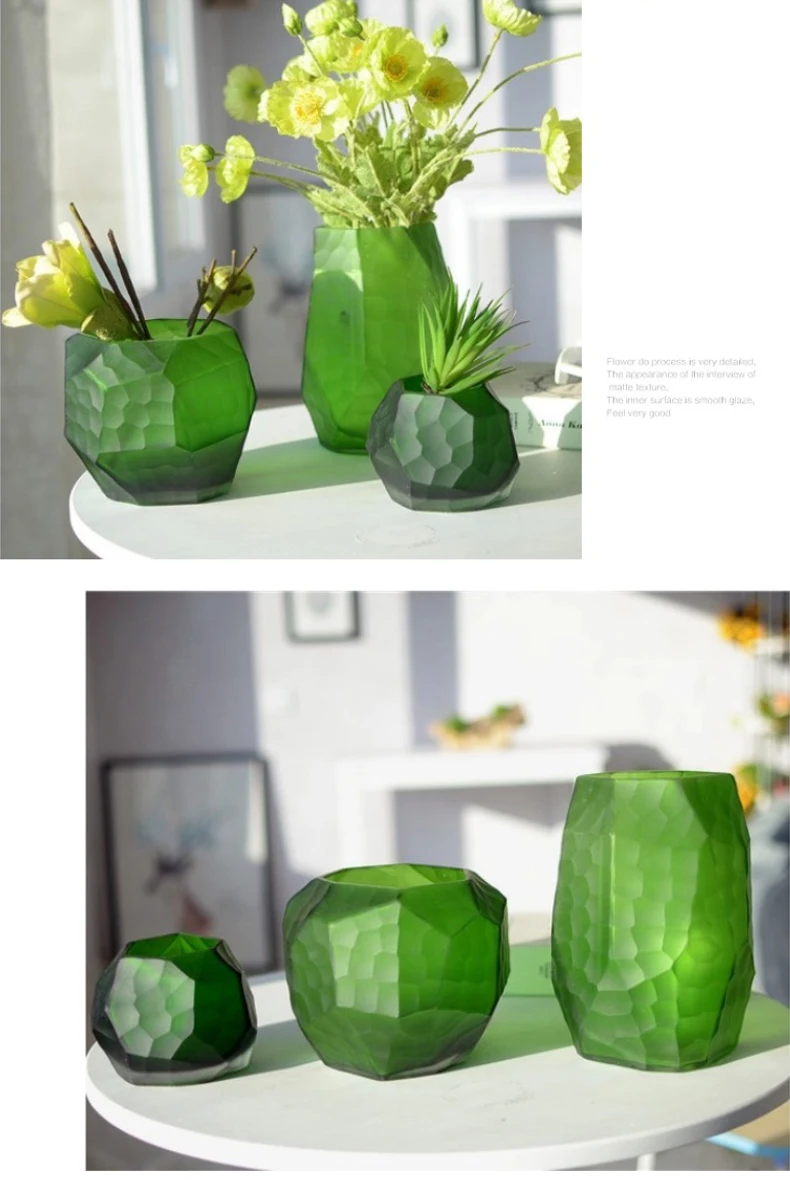 Современная цветная стеклянная ваза ручной работы орнамент настольная Геометрическая ваза для цветов Свадебные украшения дома вазы