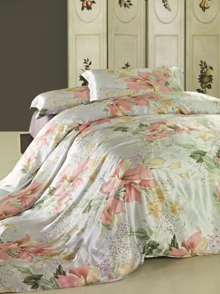 100 mulberry silk 4PCS American big flower bedding bedding setin Bedding Sets from Home