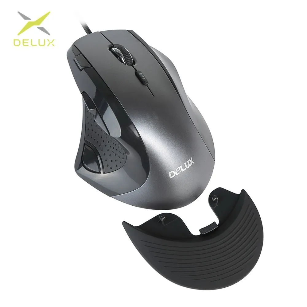Pаспродажа Delux M910BU, Проводная игровая мышь с 9 кнопками, 4000 dpi, эргономичная оптическая мышь с ковриком для запястья, для ПК, игр, ноутбука