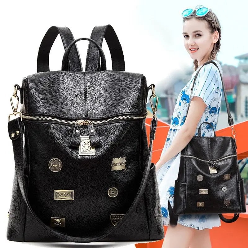Cool School Bags College Men Backpacks Women Bagpack Male Student Double Shoulder Back Bag Black Travel Female Leather Bag 2018