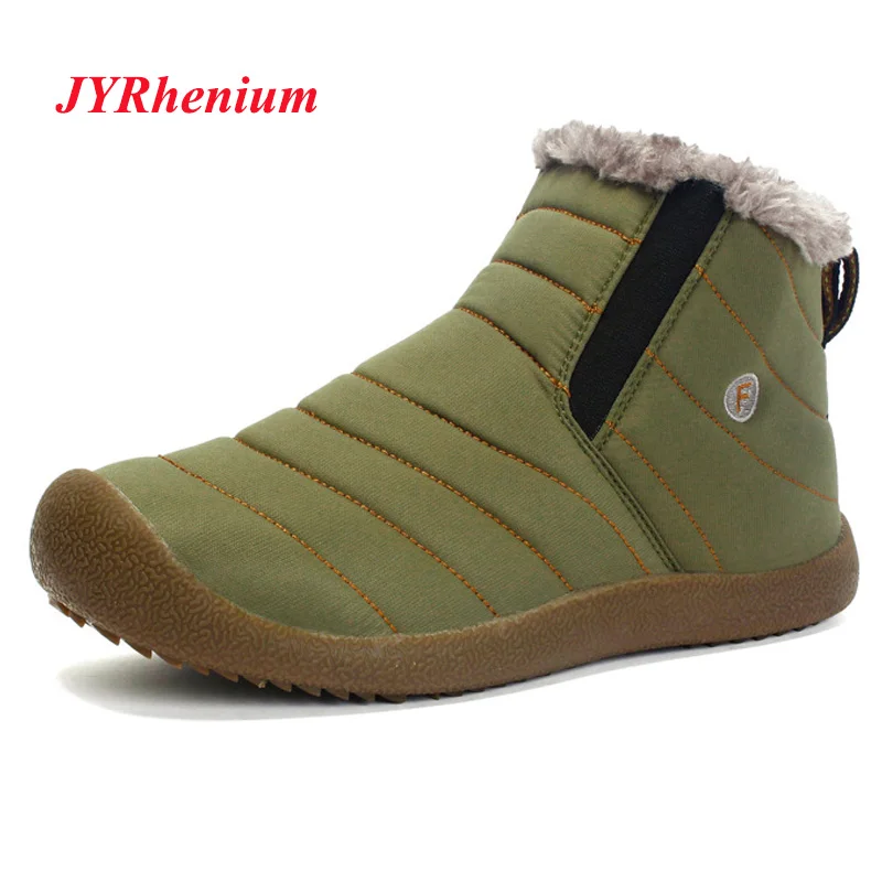 

2018 New Men's Winter Shoes Solid Color Snow Boots Plush Inside Antiskid Bottom Keep Warm Waterproof Ski Boots Big Size 35-48