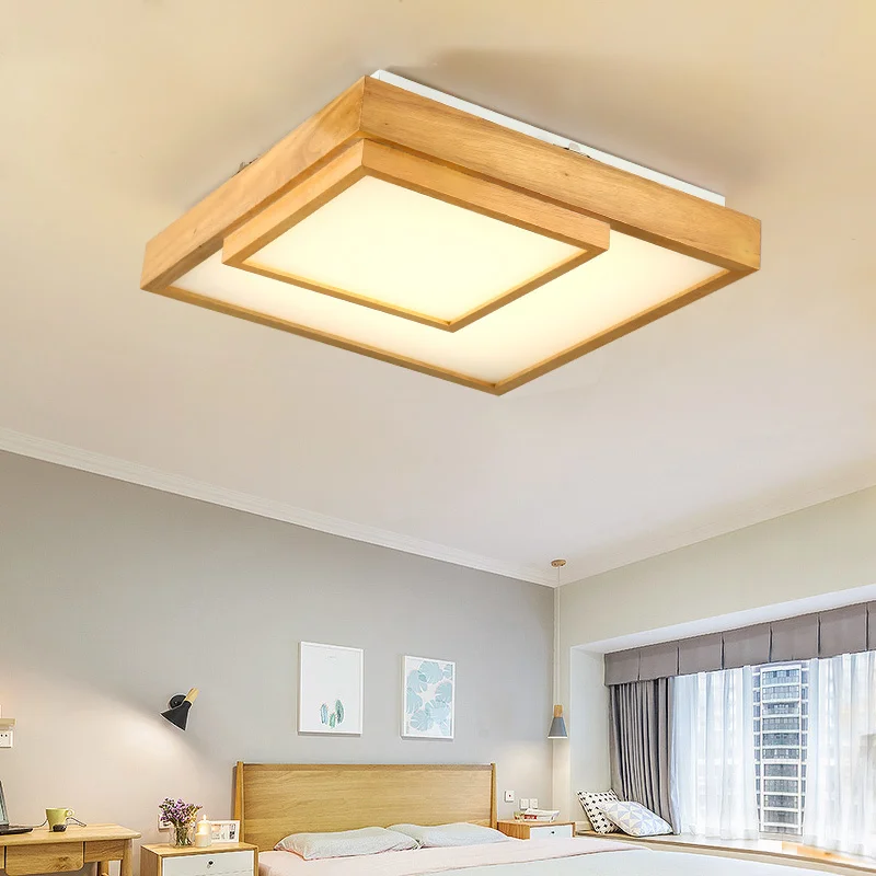 Nordic led ceiling lamps living room wooden bedroom study LED lamp solid wood dining room guest bedroom lighting ZA825516