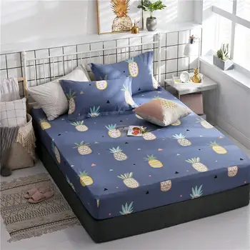 

New Coming 150x200/180x200cm cotton Fitted Sheet Mattress Cover with All-around Elastic Rubber Band Printed Bed Sheet Bed Linens
