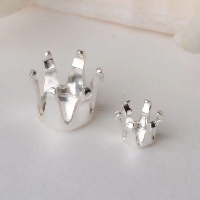 Solid 925 Sterling Silver Locket Settings, 6 Prongs Snap in Setting for