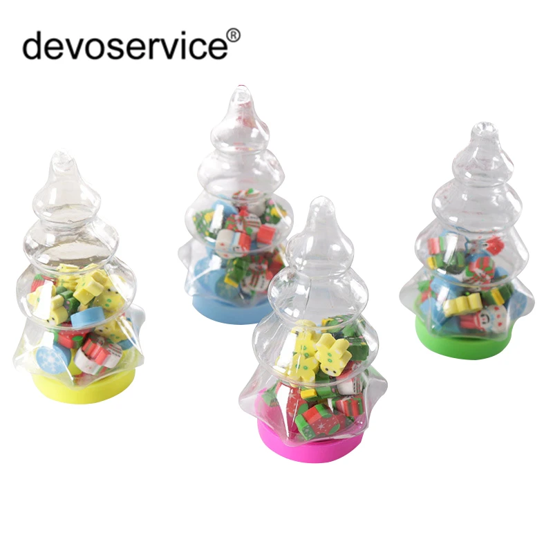 

20Pcs/Pack 2018 New Christmas Gift Santa Tree Mini Gift Kawaii Christmas Tree Mini Eraser Gift For Kids Stationery Office School
