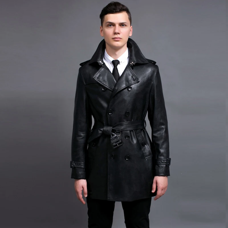 Designer Fashion Men Plus Size Double Breasted Faux Leather PU Jacket ...