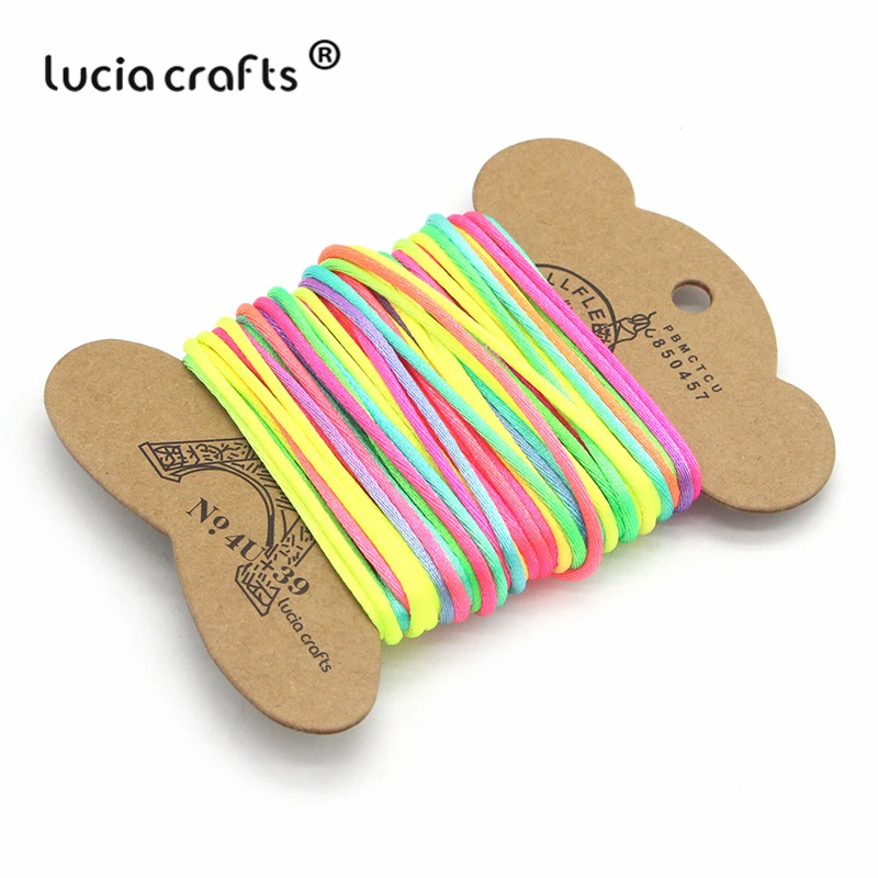 Lucia crafts 10y 1 мм/2 мм атласный шнур макраме, нейлоновый Радужный китайский узел для украшения свадебной вечеринки, аксессуары для рукоделия W0306