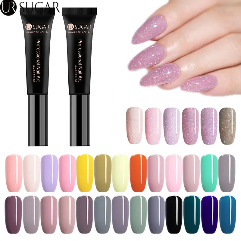 

UR SUGAR 8ml Color Gel Nail Polish Holographic Glitter UV Gel Lacquer Soak Off UV LED Nail Art Gel Varnish Base Top Coat