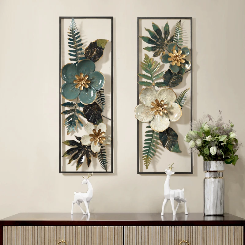 Online Amerikanischen Kreative 3D Stereo Schmiedeeisen Künstliche Blume Wand Hängen Ornament Dekoration Hause Wohnzimmer Hintergrund Wandbild Kunst