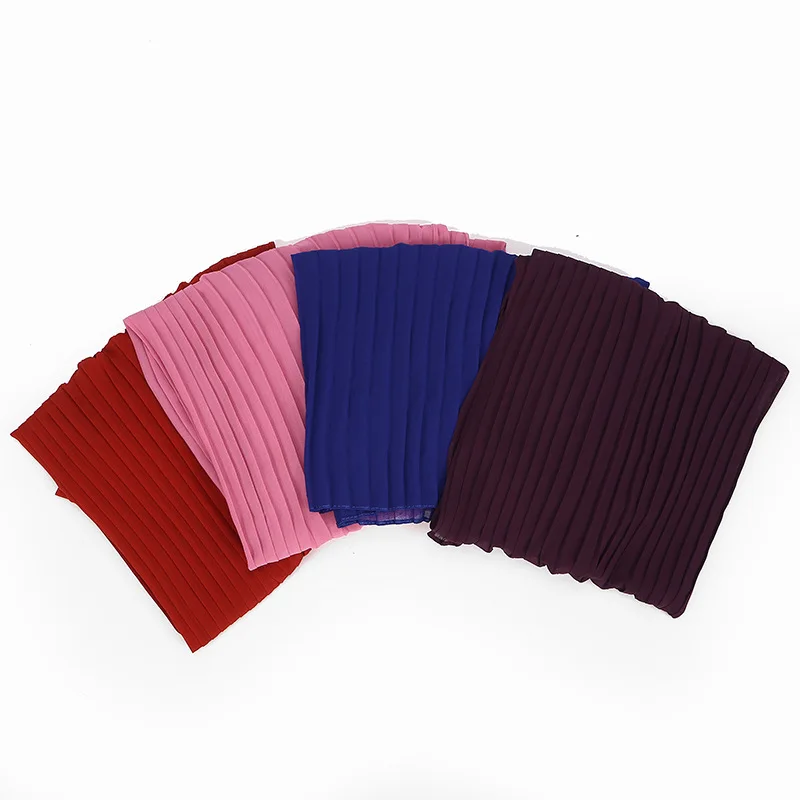 Высокое качество пузырь шифоновый шарф из жатой ткани платок Для женщин мусульманский морщин хиджаб шарф платок Обёрточная бумага однотонные шарфы разных цветов
