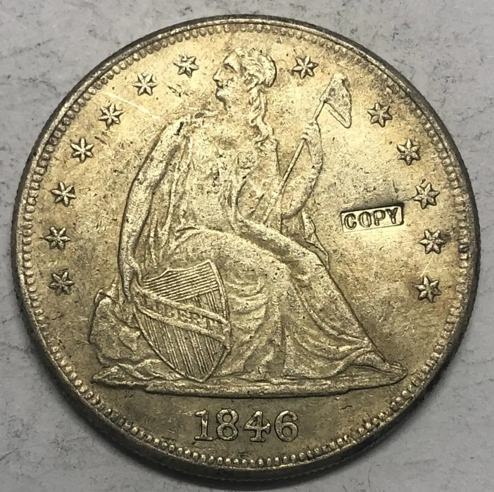 1846-o US SEATED LIBERTY SILVER DOLLAR (NO REVERSE MOTTO) Real silver plated Copy | Дом и сад