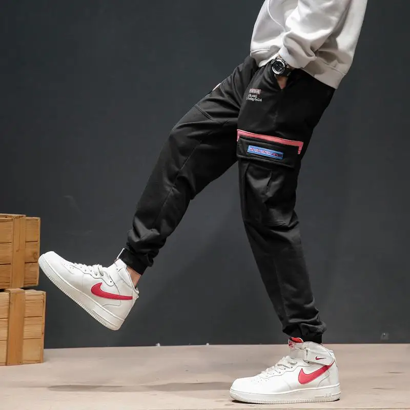 Black Pants Men Спортивные штаны с эластичной резинкой на талии, плюс 4XL 5XL, мужские повседневные штаны для бега, 25% хлопок, 75% полиэстер, рабочие брюки длиной до щиколотки, мужские XXXXXL - Цвет: Black Pants Men