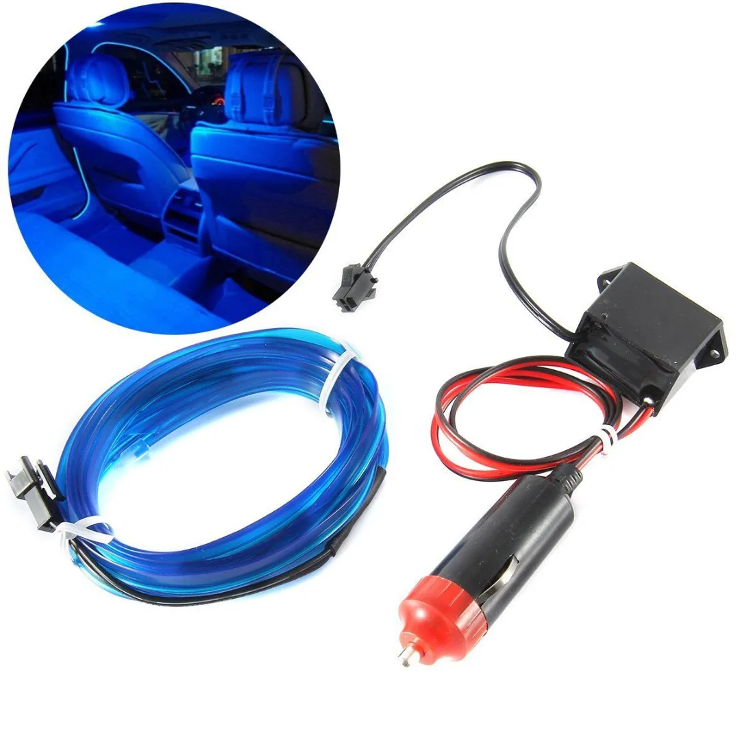 JX-LCLYL 2M Blue LED 12V EL Wire Interior Cold Light Strip Car Atmosphere Decor Light