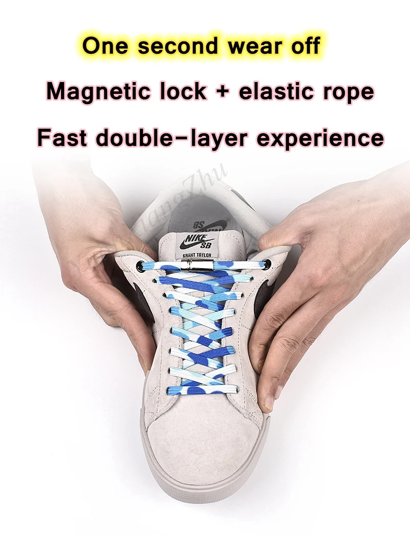 1 пара магнитных шнурков на плоской подошве, эластичные фиксирующие кроссовки, шнурки, специальные креативные шнурки для детей и взрослых, шнурки унисекс