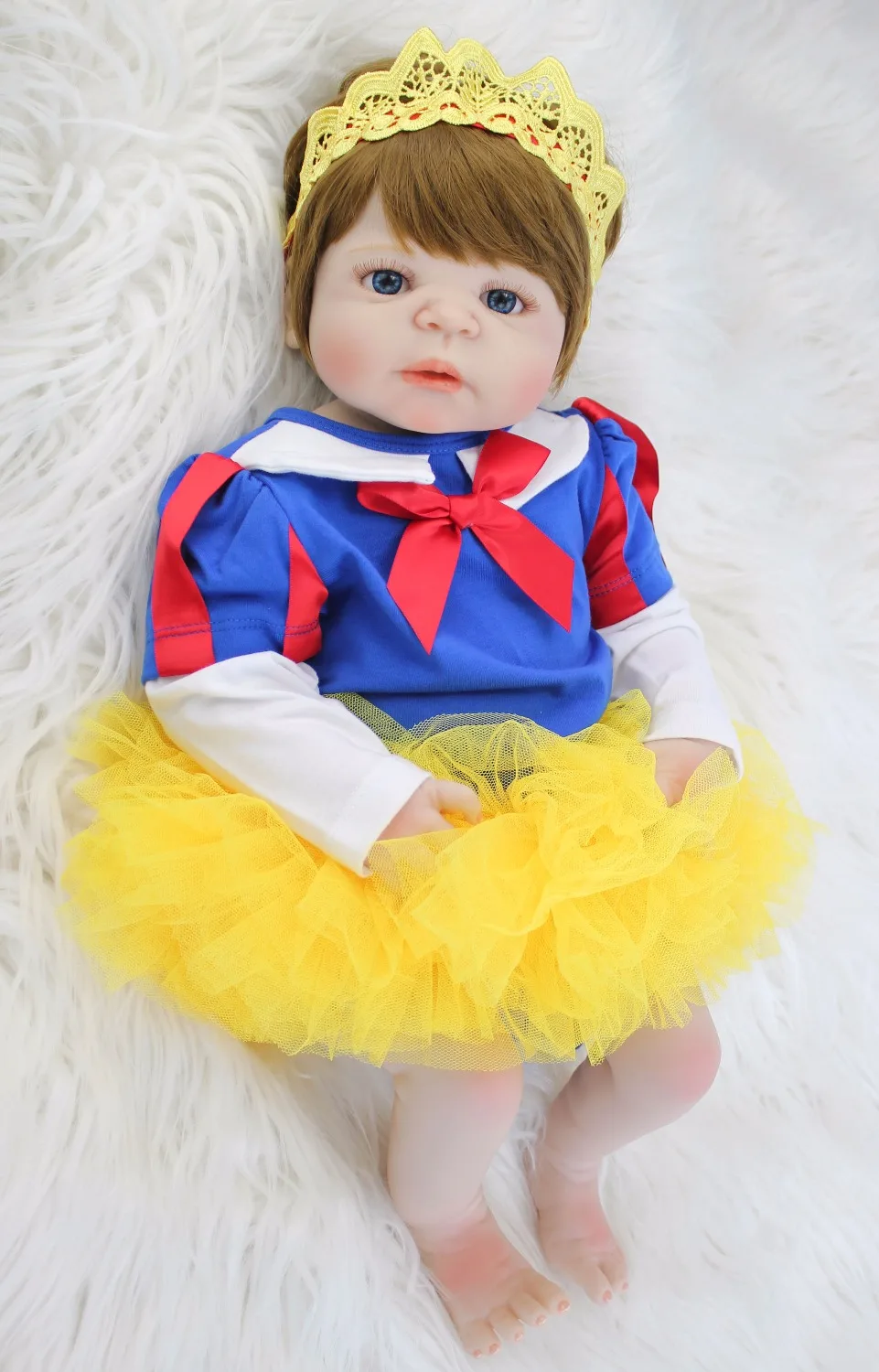 55 см полный силиконовые Reborn Baby Doll игрушки Реалистичные винил новорожденных сладкая принцесса Младенцы Bebe мода подарок на день рождени