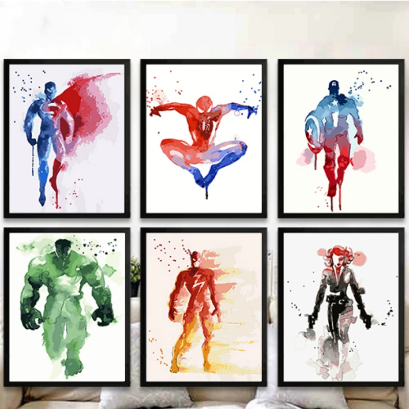 

Captain America DIY Oil Painting By Numbers Iron Man Kit Coloring Painting By Number Paint Home Decor Kids Gift Movie Poster