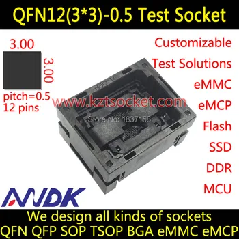 

QFN12(3x3)-0.5 Socket QFN12 Socket MLF12 Socket MLP12 Socket,Open top,NP506-012-036-C-G