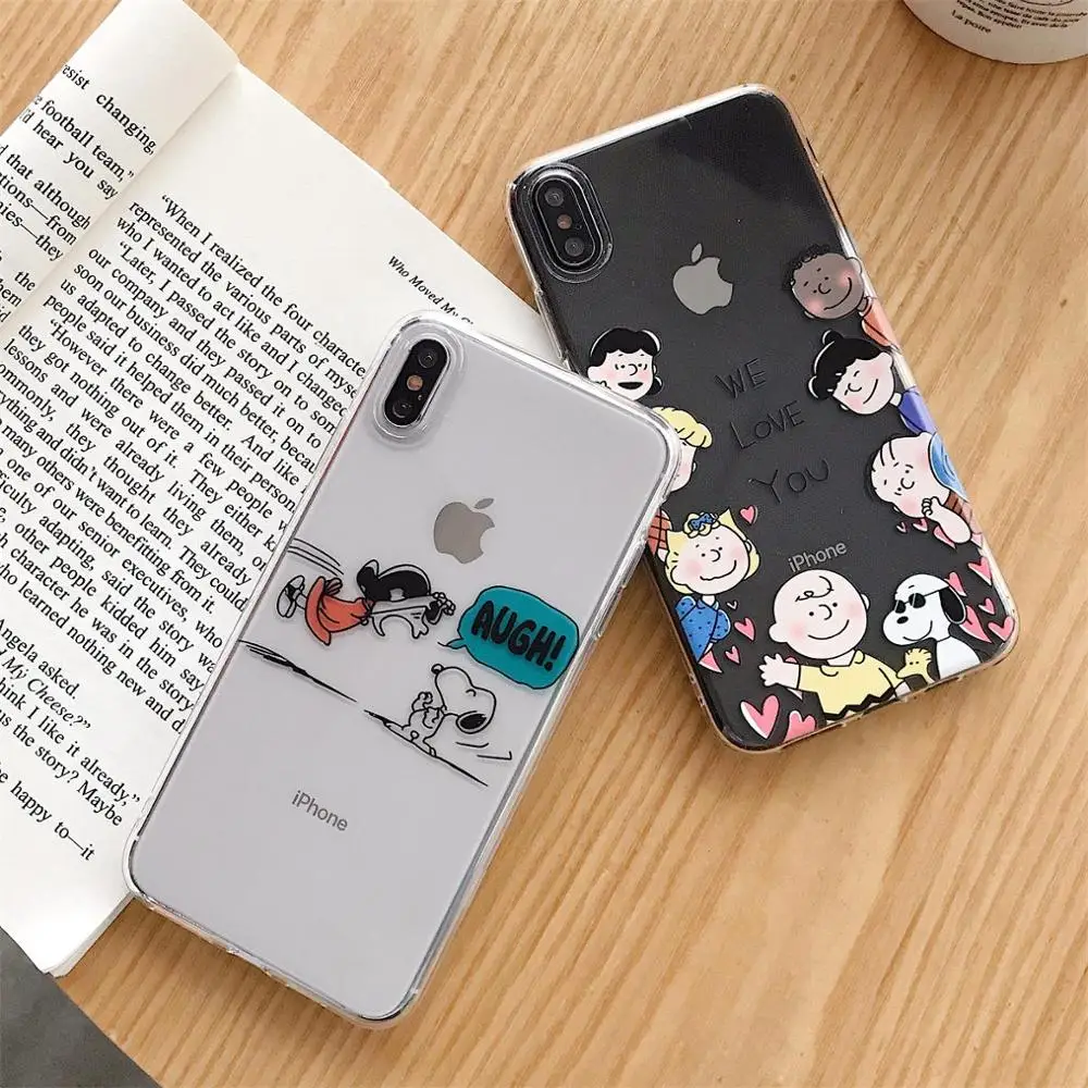 

Cute cartoon Charlie brown Lucy dog case for iphone X Transparent Silicon Cover For iphone6 6s 7 8plus XR XS MAX XS back case