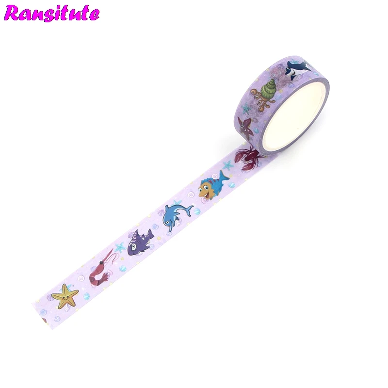 Ransitute R478 Marine Life Cute Washi Tape Color Manual DIY Decorative Masking Tape Removable Sticker School Supplies