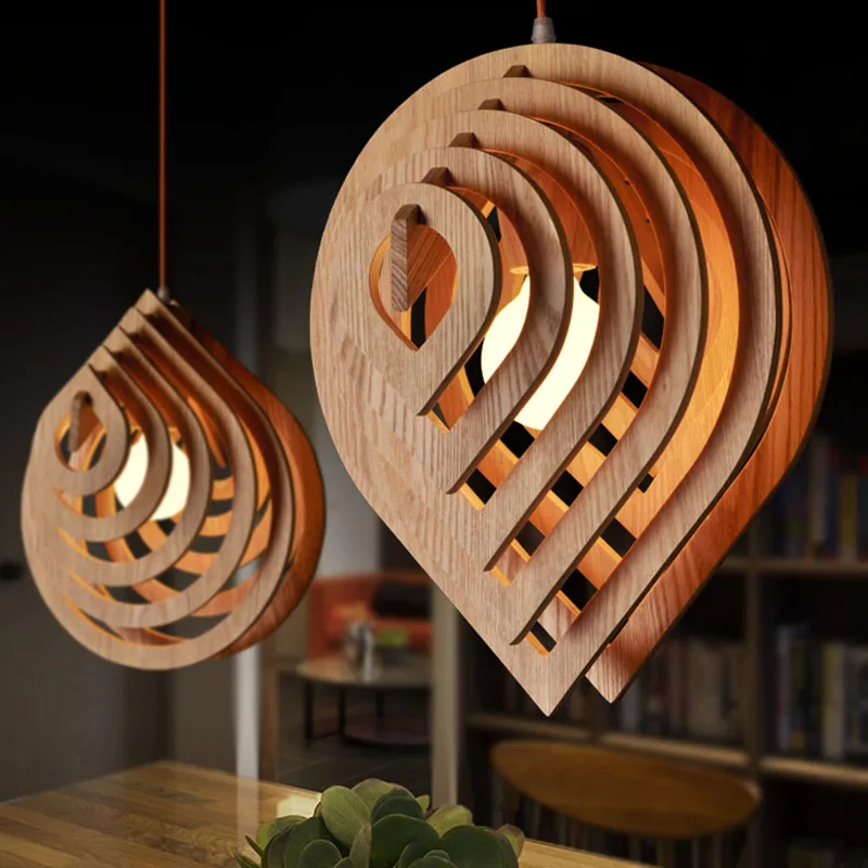 

Wood Water droplet Pendant Light Handmade Suspension Pendant Lamp For living room restaurant cafe Home Pendant lighting AL144