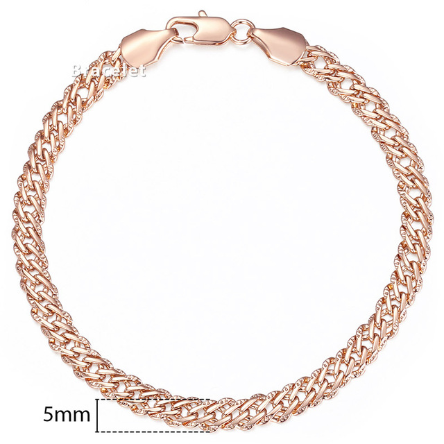 585 Rose Gold Bracelets Curb Snail Foxtail Venitian Link Hand Chain Friendship Jewelry Gifts for Women Girl 7-9inch