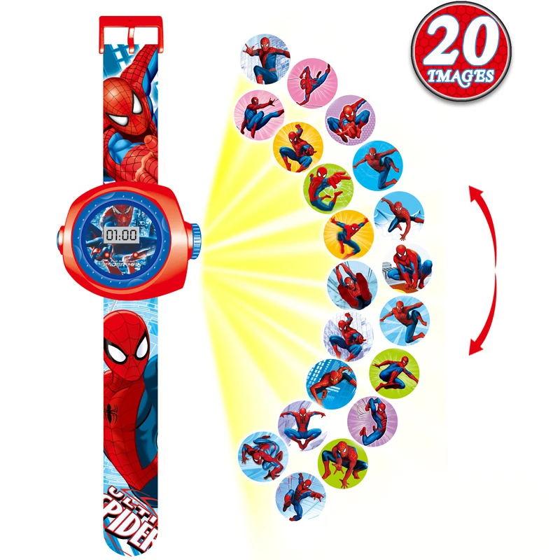 Princess Spiderman Kids Watches 20 Projection Cartoon Pattern Digital Child watch For Boys Girls LED Display Clock Relogio - Цвет: ZZX