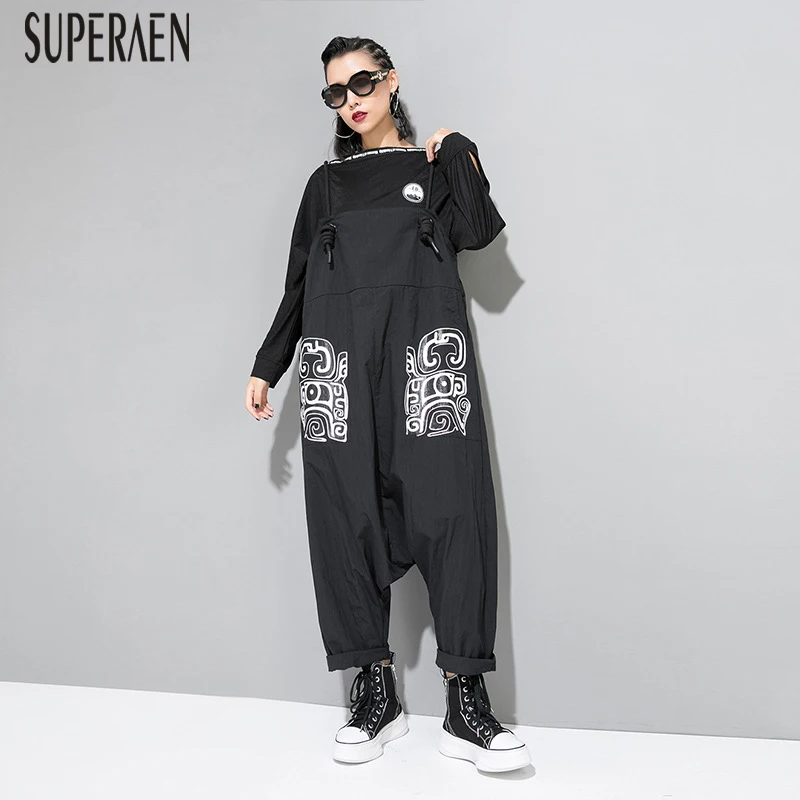 

SuperAen New Europe Women Pants 2019 Summer Cotton Wild Fashion Casual Ladies Pants Print Pluz Size Wide Leg Pants Overalls