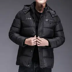 Зимняя куртка-пуховик для мужчин толстый теплый Сверхлегкий 90% белое пуховое пальто мужской с капюшоном Мужская одежда Повседневная