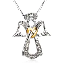 925 стерлингового серебра Красивые ювелирные изделия элегантный роскошный Крыло ангела кулон Цепочки и ожерелья Колье Для женщин для