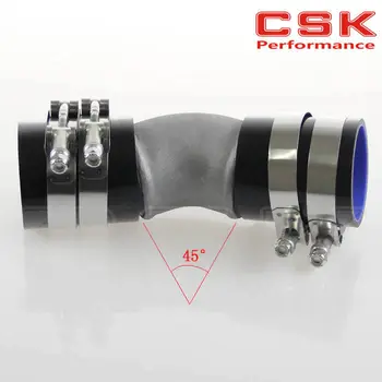 

2.5" Cast Aluminum 45 Degree Elbow Pipe Turbo Intercooler+ silicone hose kit BLACK