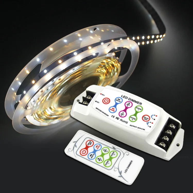 

BC-310RF DC12V~24V CV LED Color Temperature Controller 2CH LED Dimmer with 8 keys RF remote For SMD 5050 led strip light tape