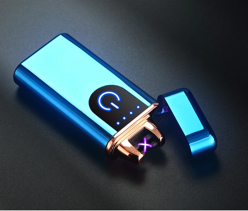 Светодиодный сенсорный переключатель с отпечатком пальца, воспламенение, баланс мощности, дисплей, креативная зажигалка, зарядка через usb, Электронная зажигалка, ветрозащитная зажигалка