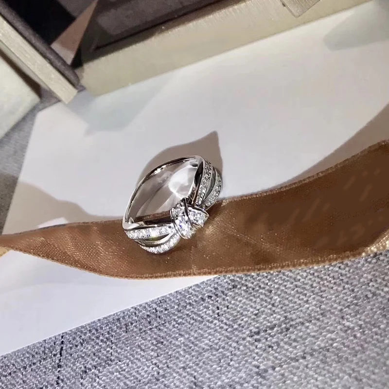 

Luxury Brand Pure 925 Sterling Silver Jewelry For Women Cross Tie Rings Rose Gold Knot Rings Wedding Jewelry Engagement Rings