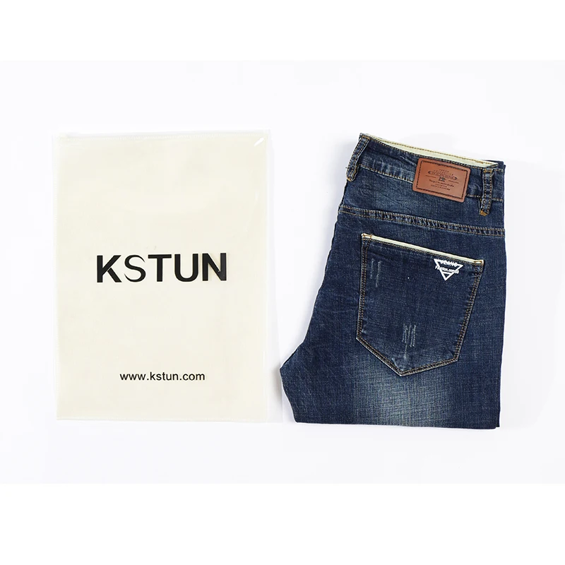 KSTUN Men Jeans Famous Brand 2018 Slim Straight Business Casual Dark Blue Thin Elasticity Cotton Denim Pants Trousers pantalon KSTUN Men Jeans Famous Brand 2018 Slim Straight Business Casual Dark Blue Thin Elasticity Cotton Denim Pants Trousers pantalon