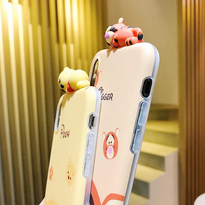 Мультяшная 3D кукла Винни тиггер чехол для телефона для iPhone X XS MAX XR анти-осень мягкая задняя крышка для iPhone 7 8 P 6s 6 Plus чехол Fundas
