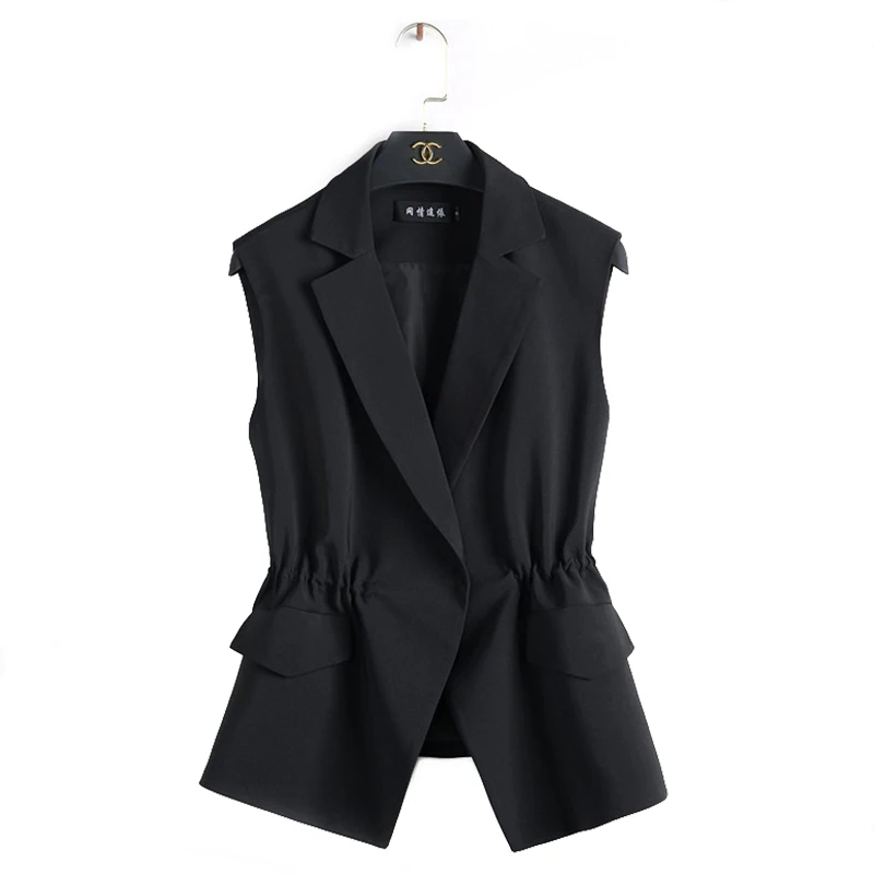 

New suit vest for women waistcoat Black suit Cotton Sleeveless Jacket Business Waistcoat Women Summer Back Adjustable Female
